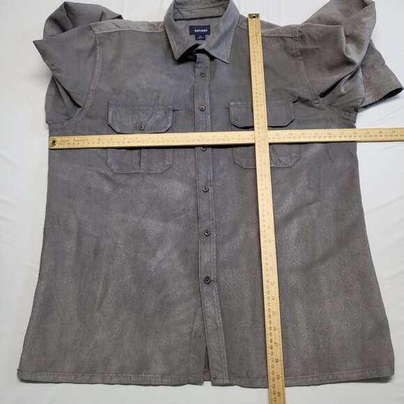Basic Editions Shirt Faux Suede Mens Large Button Up Long Sleeve Lined Pockets - Picture 14 of 16